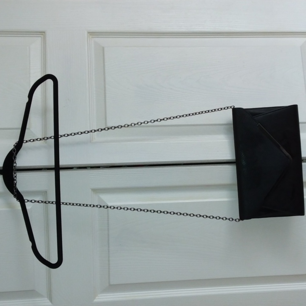 Aldo women's black faux leather envelope size with long chain purse